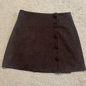 Burgundy botton down velvet skirt